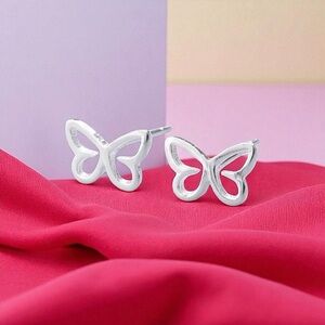 Beautiful 925 Sterling Silver Butterfly Stud Earrings